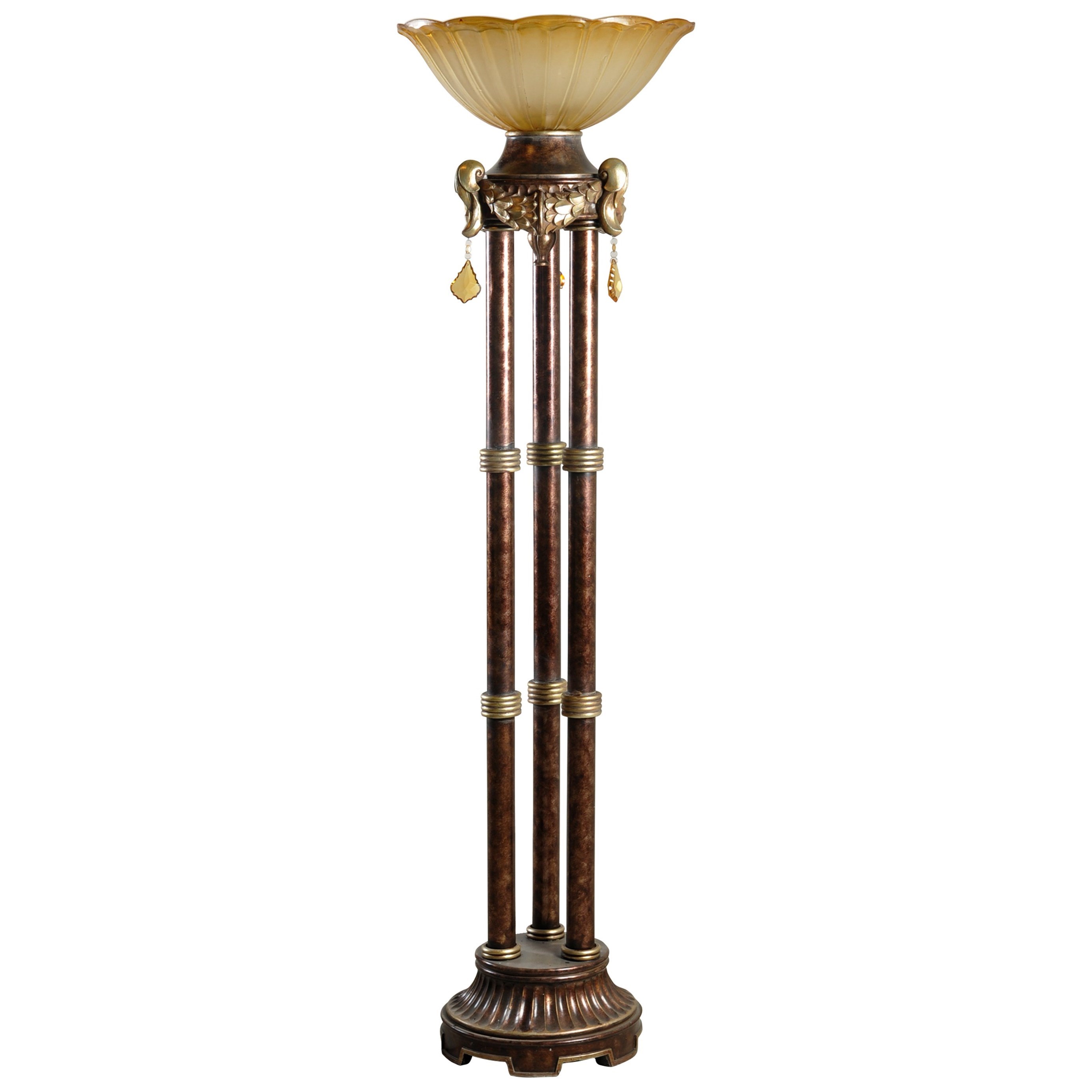 3-Pillar Uplight Lamp in Antique Gold and Bronze 