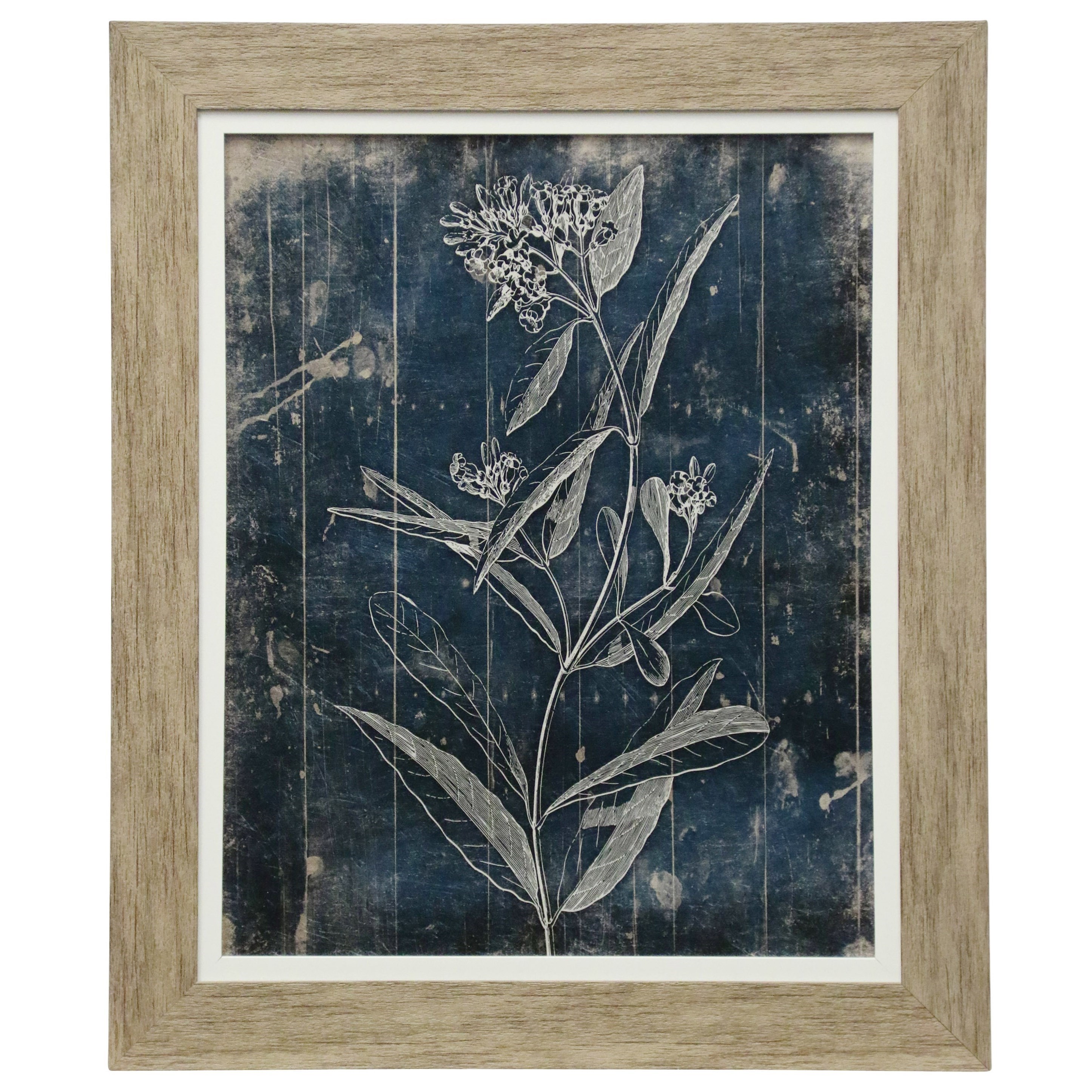 Blue Floral Textured Framed Print