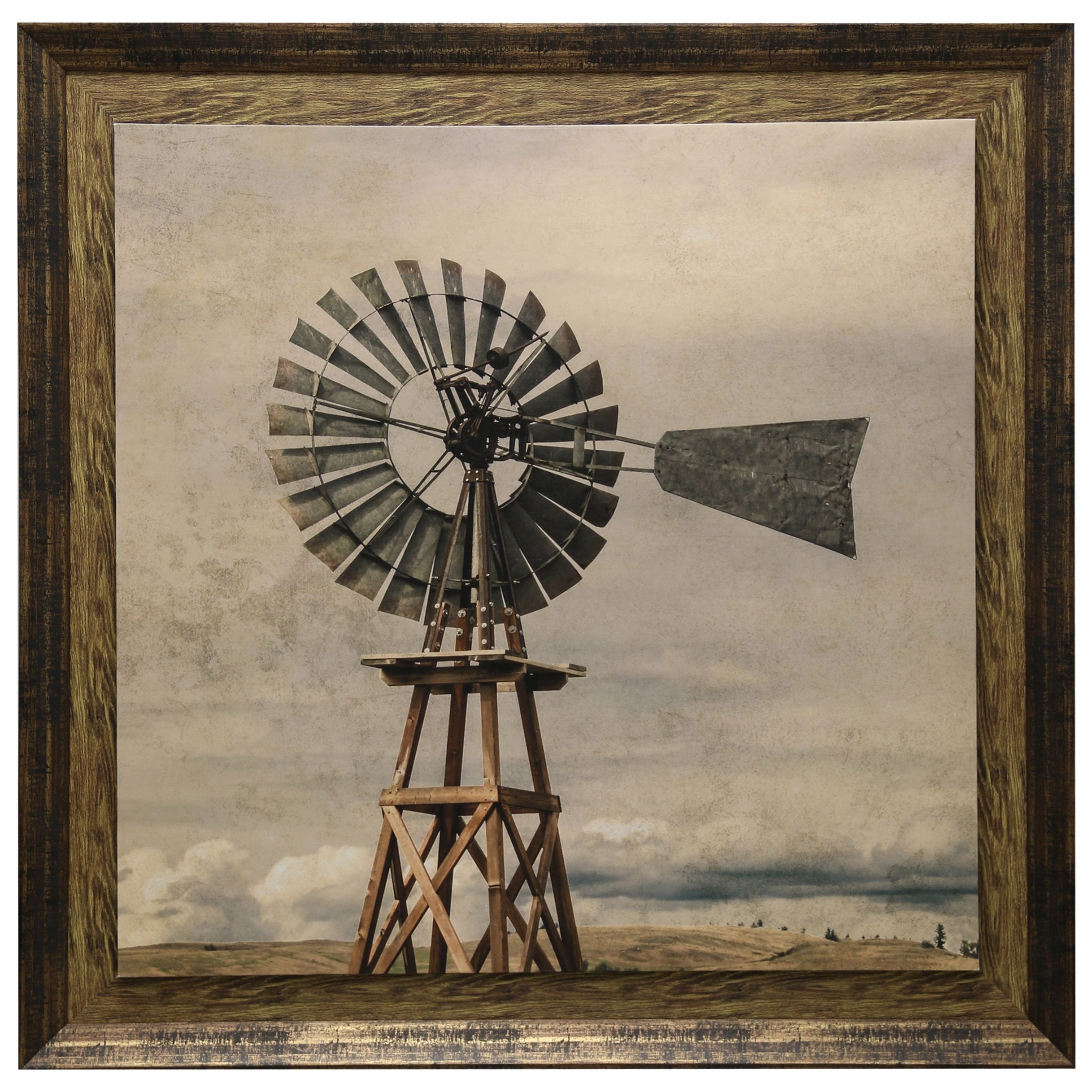 Wall Decor Oklahoma Windmill Print Textured And Framed By Stylecraft At Del Sol Furniture