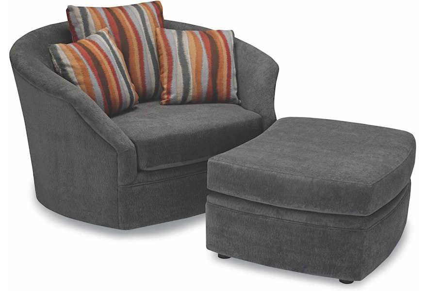 8212 Oversized Swivel Chair And Ottoman Set With Three Toss