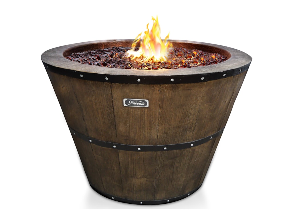 Fire Tables Wine Barrel Fire Pit With Decorative Flame Glass Sunbeam Outdoor Fire TablesWine Barrel Fire Pit ... - Fire Tables Wine Barrel Fire Pit With Decorative Flame Glass