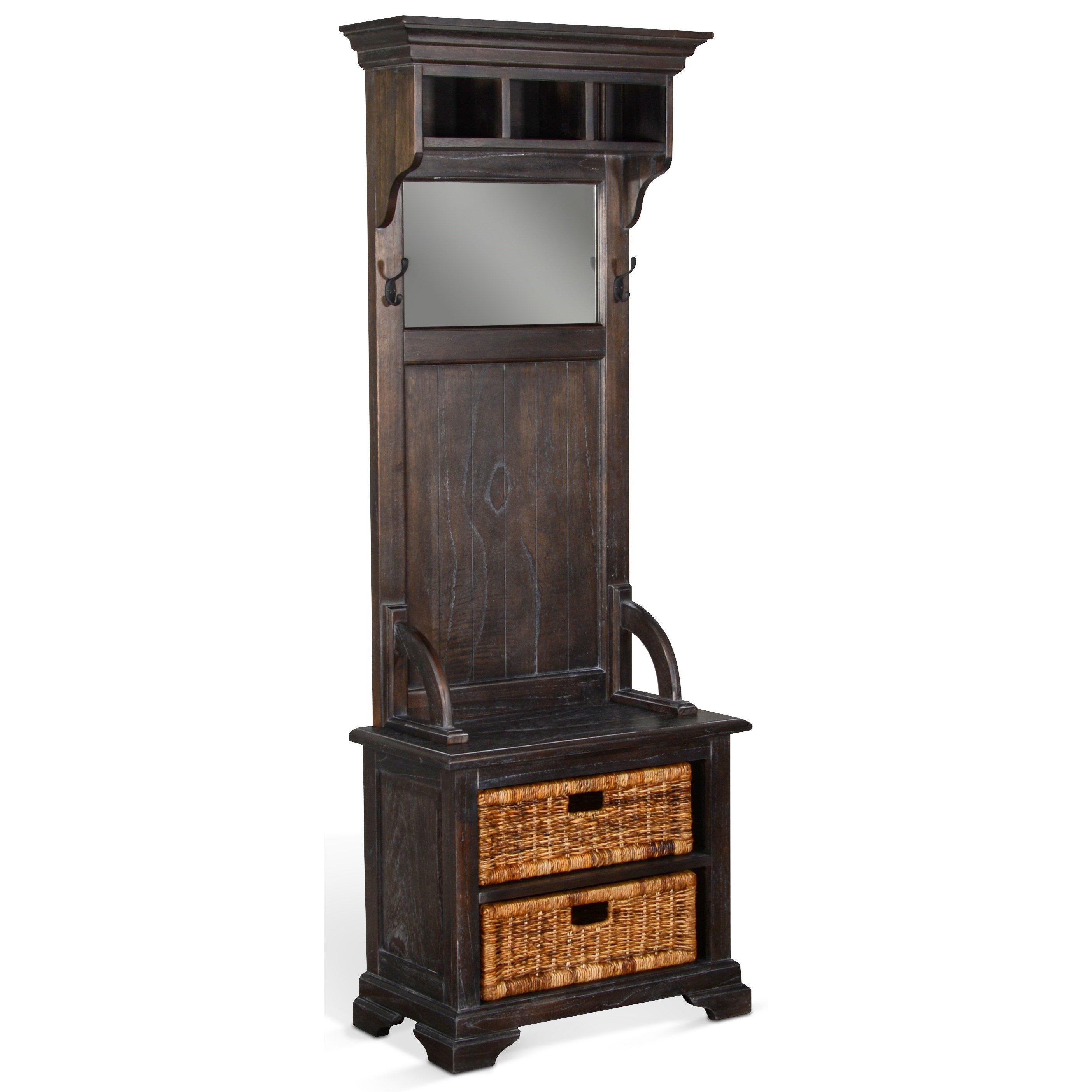 Sunny Designs 2040 Farmhouse Narrow Hall Tree W Baskets