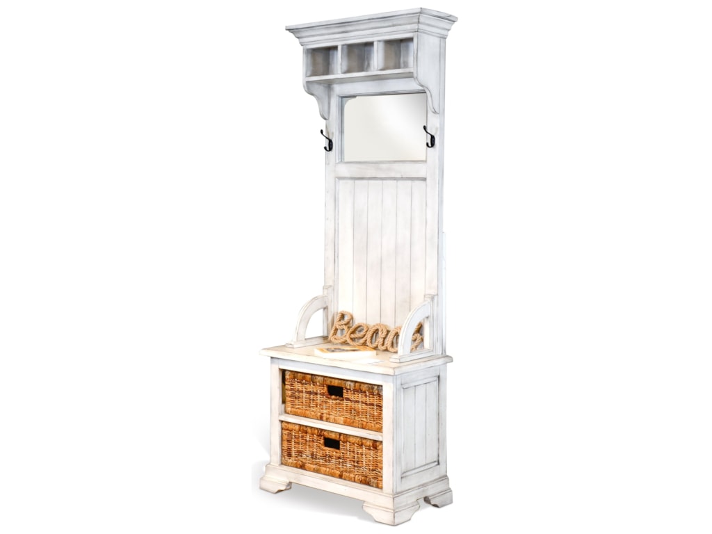 2040 Farmhouse Narrow Hall Tree W Baskets Sadler S Home