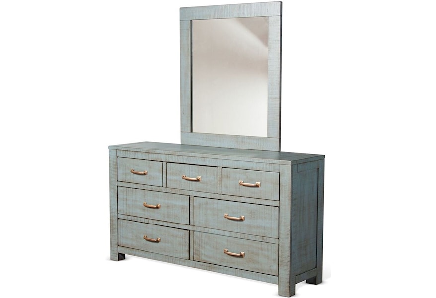 Vfm Signature 2319 Rustic 7 Drawer Dresser And Mirror Set With