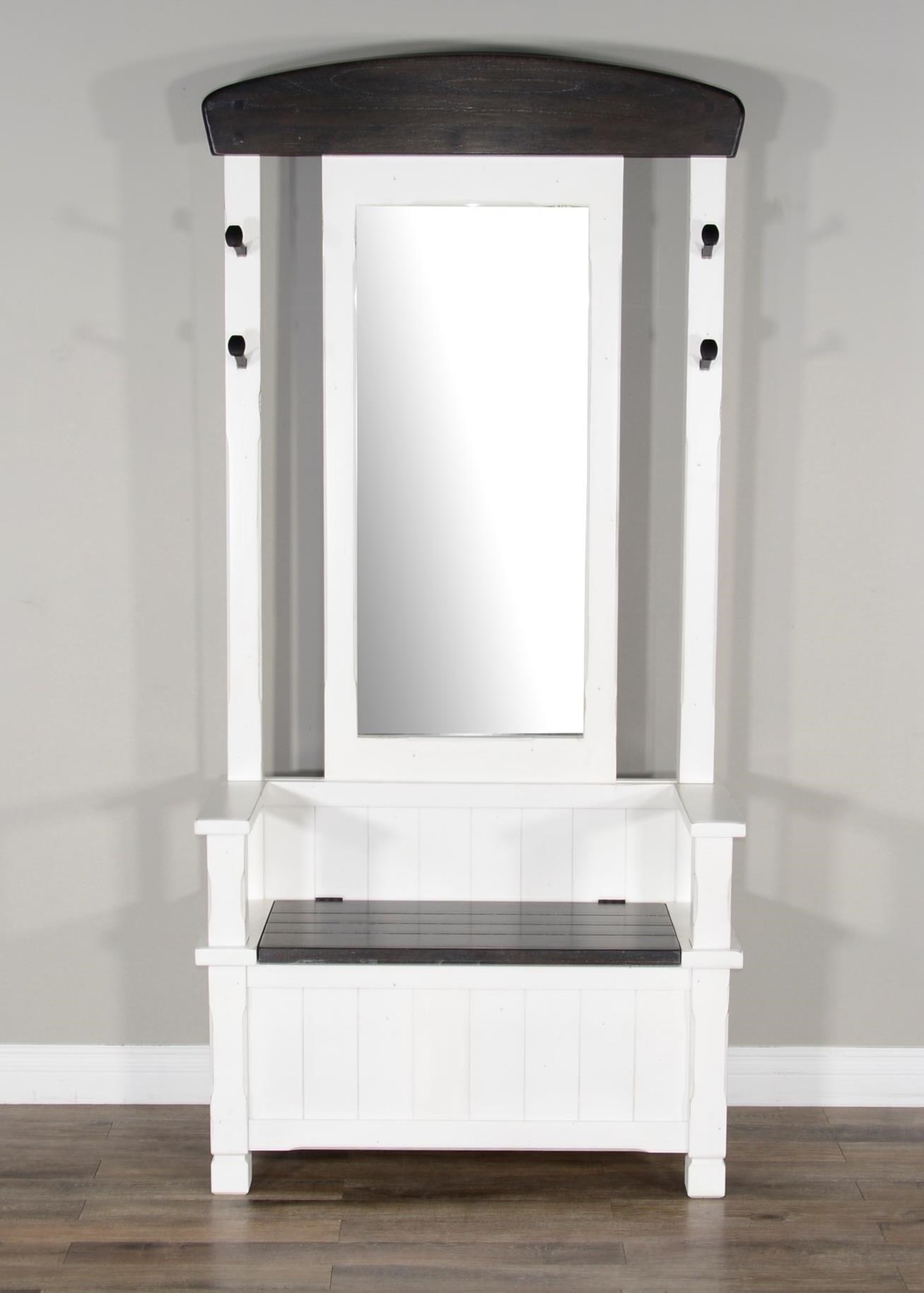 Sunny Designs 2537 Hall Tree With Storage Bench And Mirror