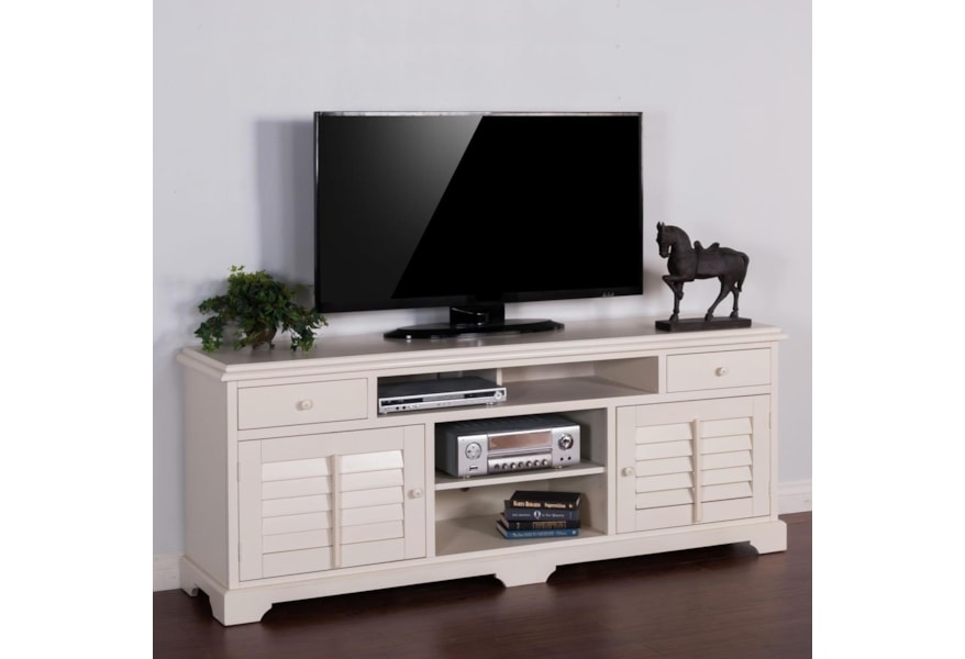 Sunny Designs 3497 Transitional 78 Tv Console With Shutter Doors
