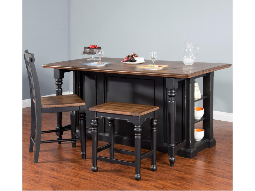 Sunny Designs Bourbon Trail 3 Piece Kitchen Island Set With Gate Leg Sunny Designs Bourbon Trailthree Piece Kitchen Island Set
