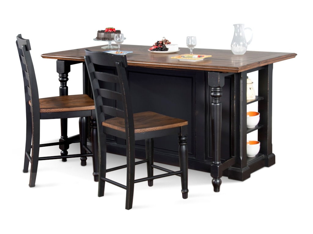 Sunny Designs Bourbon Trail 3 Piece Kitchen Island Set With Gate Leg Sunny Designs Bourbon Trailthree Piece Kitchen Island Set