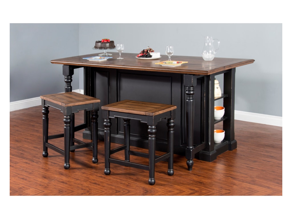 Sunny Designs Bourbon Trail 3 Piece Kitchen Island Set With Gate Leg Sunny Designs Bourbon Trail 3 Piece Kitchen Island Set With Gate Leg