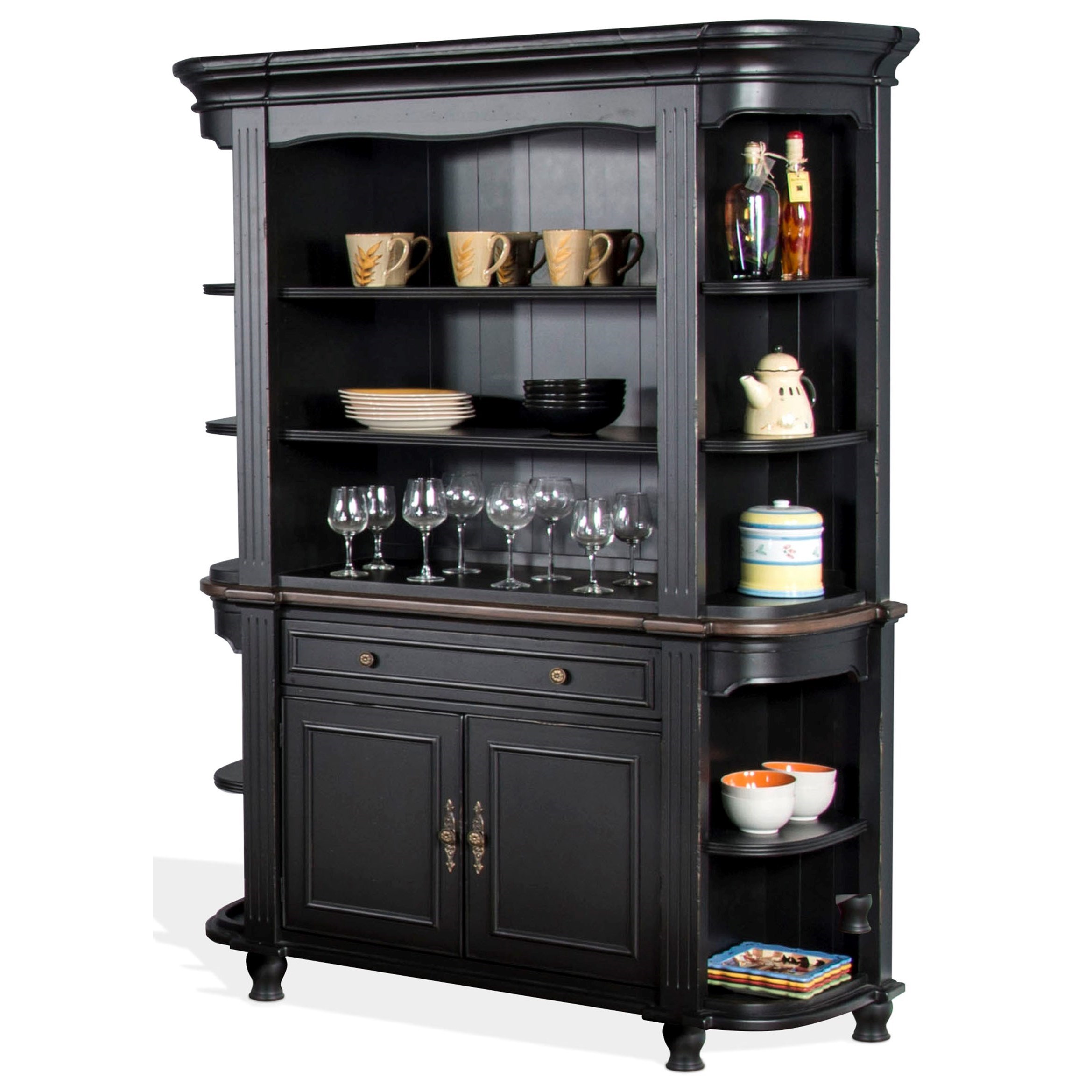 Sunny Designs Bourbon Trail Two Tone Demilune Buffet Hutch Wilson S Furniture Buffets