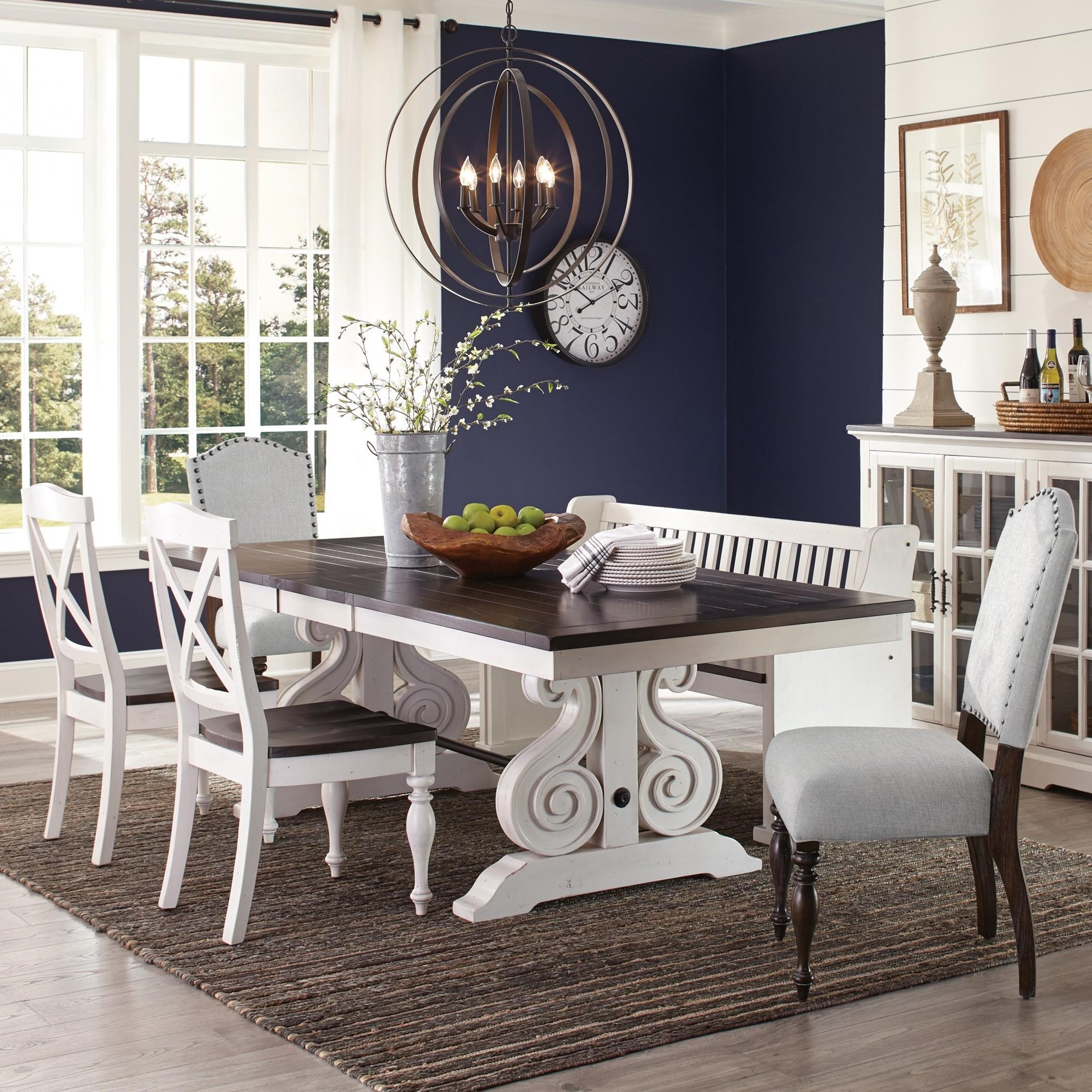 Carriage House 6 Piece Cottage Dining Set With Trestle Table Bench Host Chairs By Sunny Designs At John V Schultz Furniture