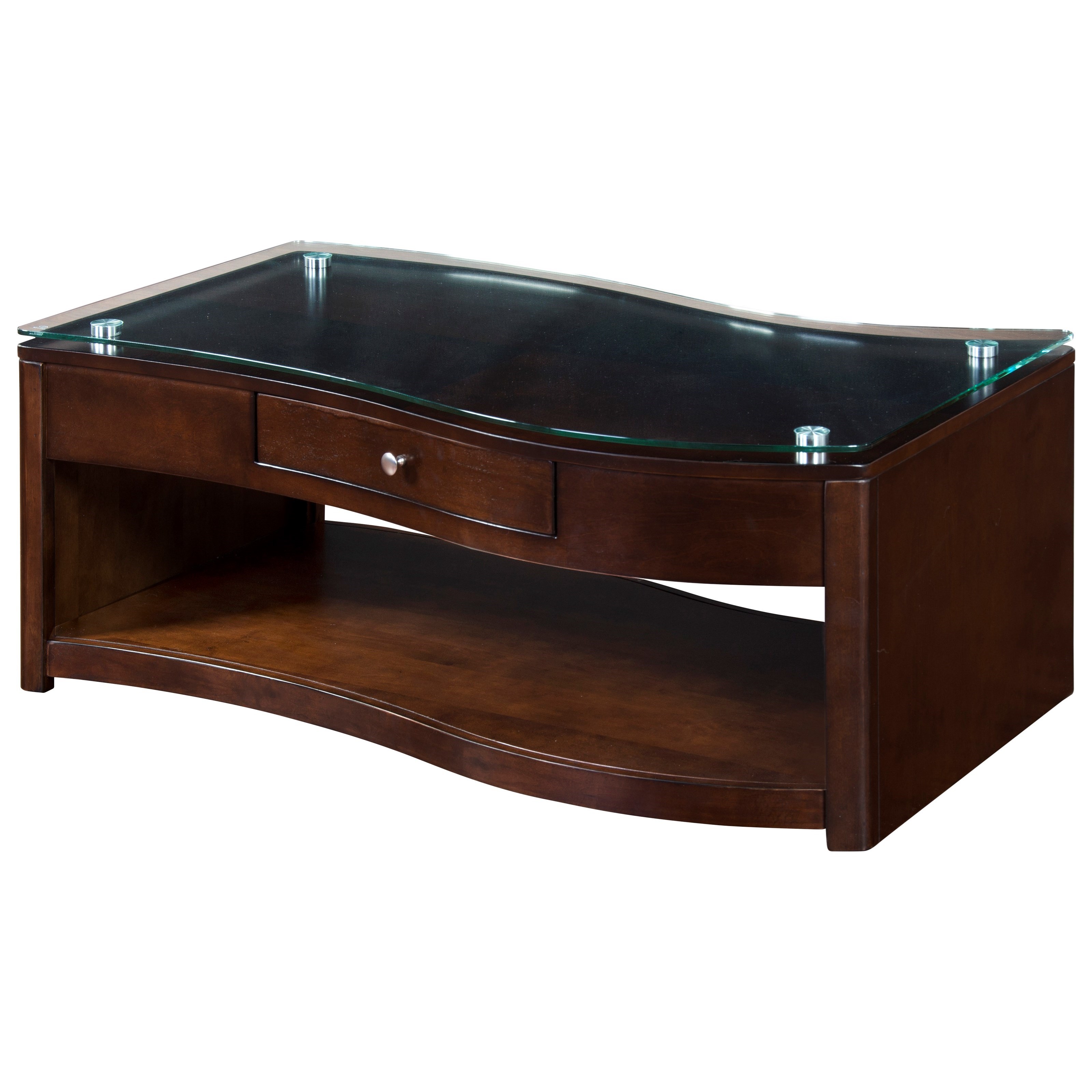 Sunny Designs Espresso Curved Coffee Table W Drawer Casters