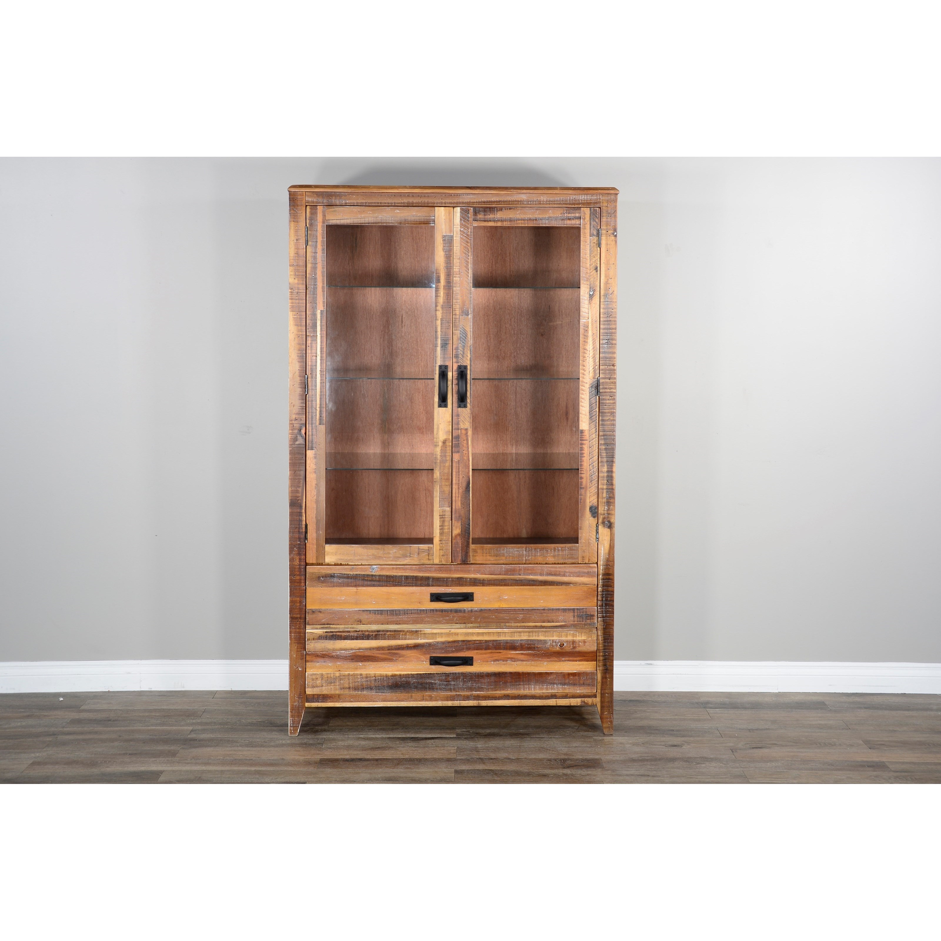 Vfm Signature Havana Rustic Curio With Glass Doors Virginia