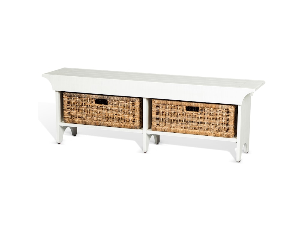 Sunny Designs Manor House Relaxed Vintage Storage Bench With 2