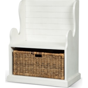 Sunny Designs Manor House Relaxed Vintage Hall Seat With Rattan Basket Fashion Furniture Bench