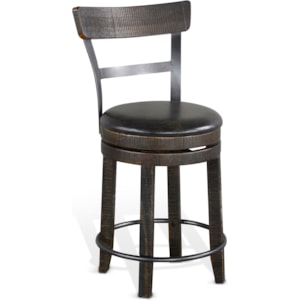 Sunny Designs Metro Flex 1624tl2 B24 Rustic Swivel Stool With Full Back Home Furnishings Direct Bar Stools