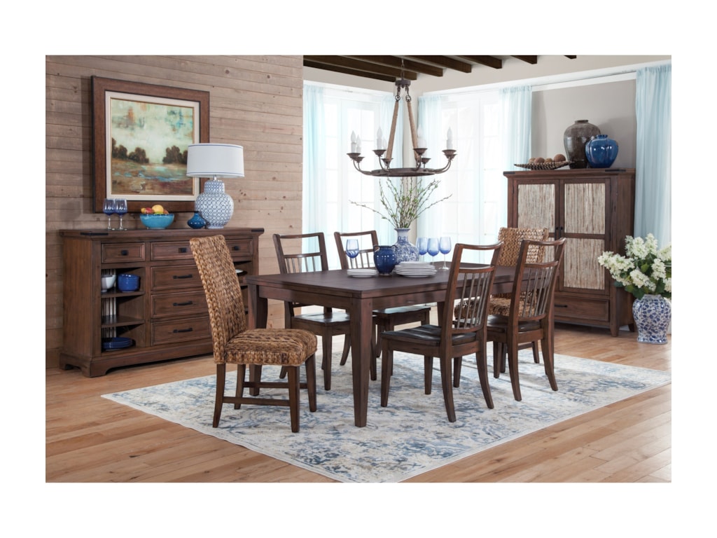 Sunny Designs Mossy Oak Nativ LivingDining Table Set with Six Chairs