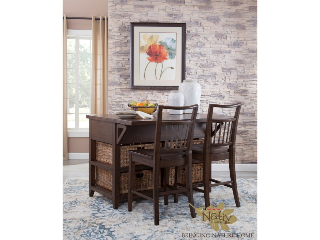 Sunny Designs Mossy Oak Nativ Living Kitchen Island And Chair Set Sunny Designs Mossy Oak Nativ Living Kitchen Island And Chair Set With Storage Baskets