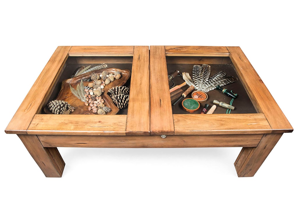 Mossy Oak Nativ Living Rustic Curio Cocktail Table With Locking