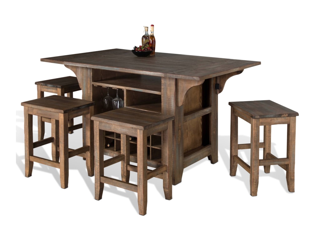 Sunny Designs Puebla 5 Piece Kitchen Island With Drop Leaves Set Sunny Designs Puebla5 Piece Kitchen Island With Drop Leaves Set