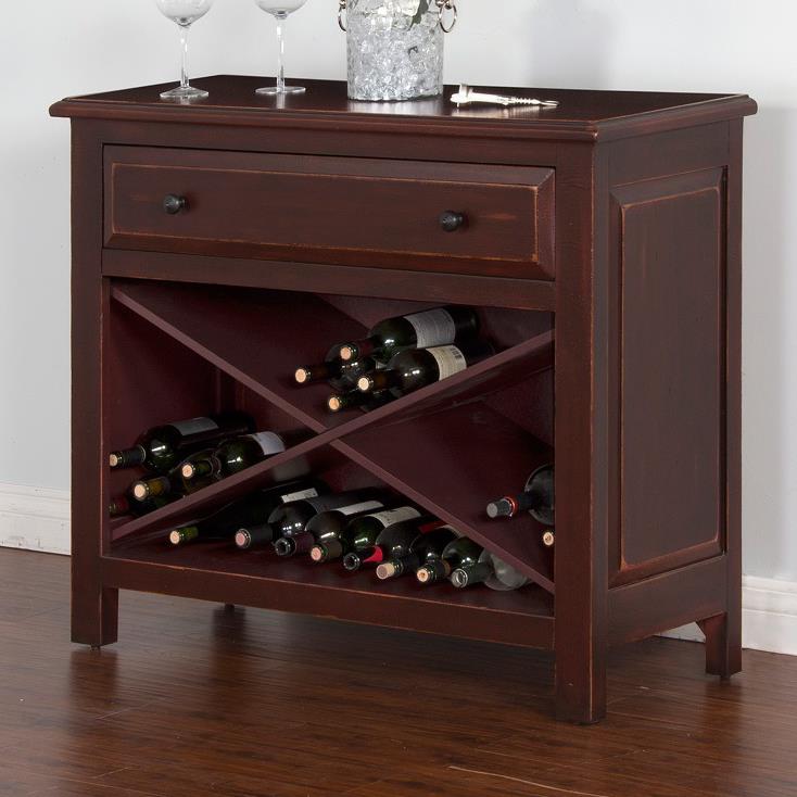 Sunny Designs Red Accent Chest W Wine Storage And 1 Drawer