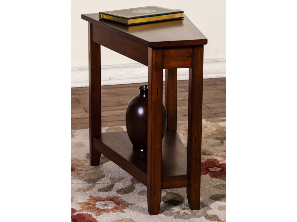 Sunny Designs Route 66 Cherry Finish Wedge Chair Side Table