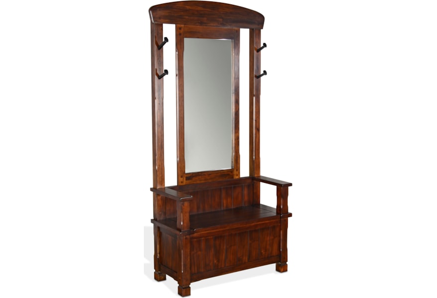 Sunny Designs Santa Fe 2 Rustic Hall Tree With Storage Bench And Mirror Sparks Homestore Hall Trees Coat Racks Antique Hall Tree With Bench And Mirror