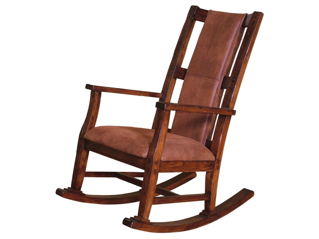 Sunny Designs Santa Fe Traditional Wood Rocker With Upholstered Seat Cushion And Back Conlin S Furniture Wood Rockers