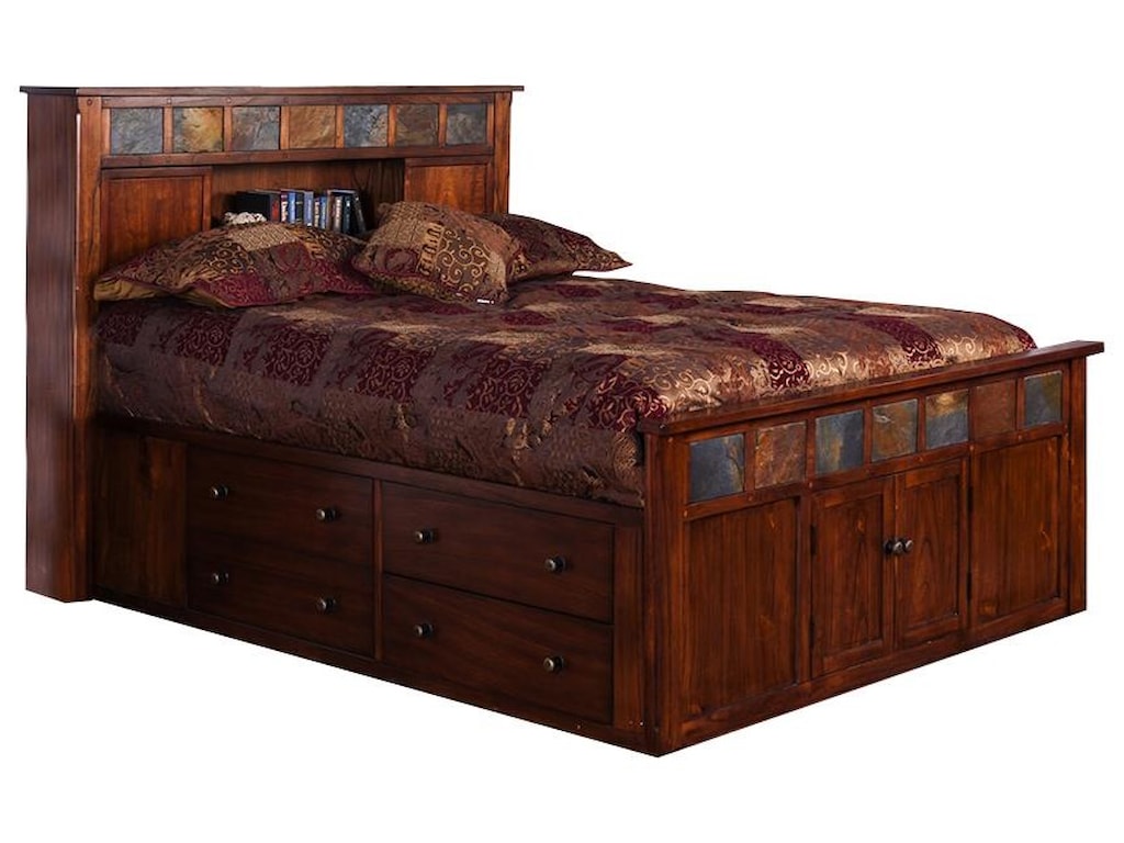 Queen Storage Bed W Slate Sadler S Home Furnishings Bookcase Beds