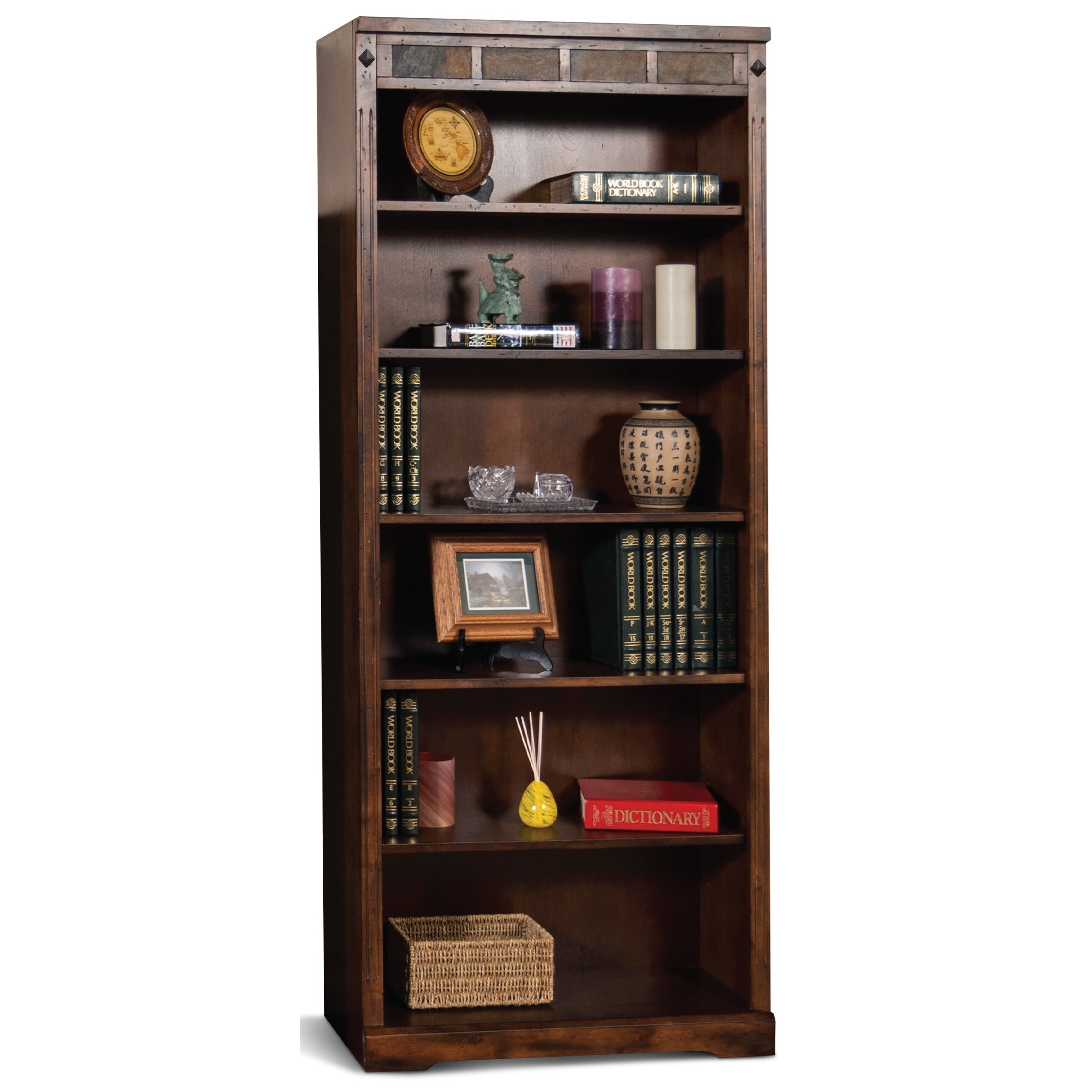 Sunny Designs Santa Fe Rustic Six Drawer Bookcase With Slate