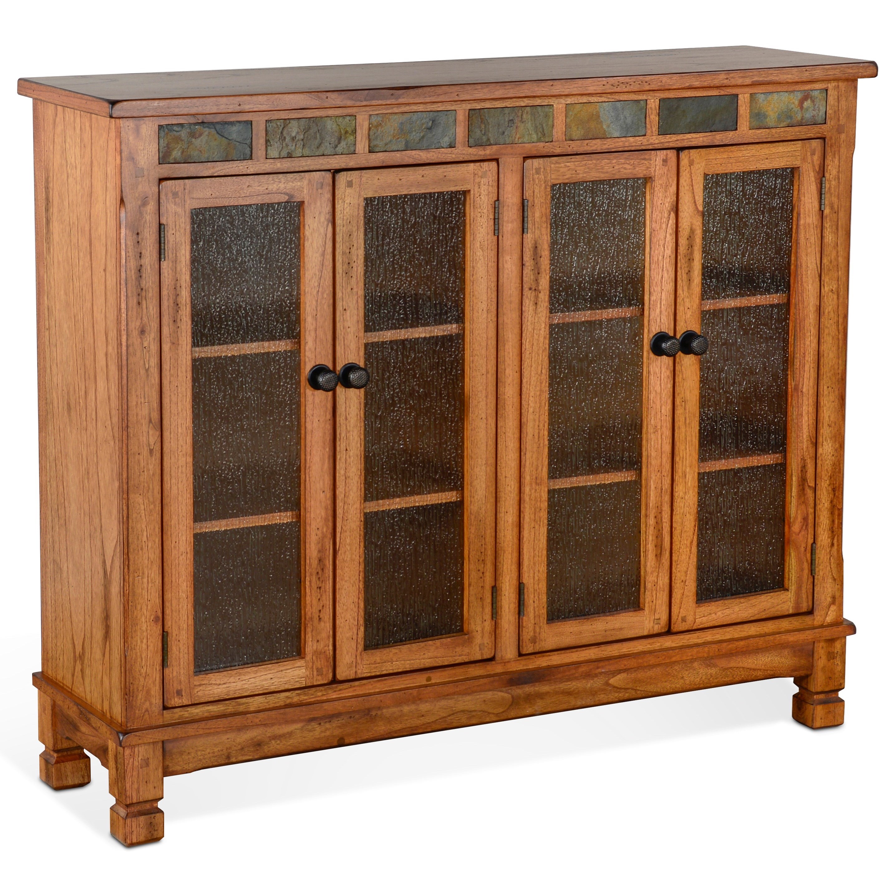 Sunny Designs Sedona 2 Bookcase W 4 Glass Doors And Slate Accents Conlin S Furniture Closed Bookcases