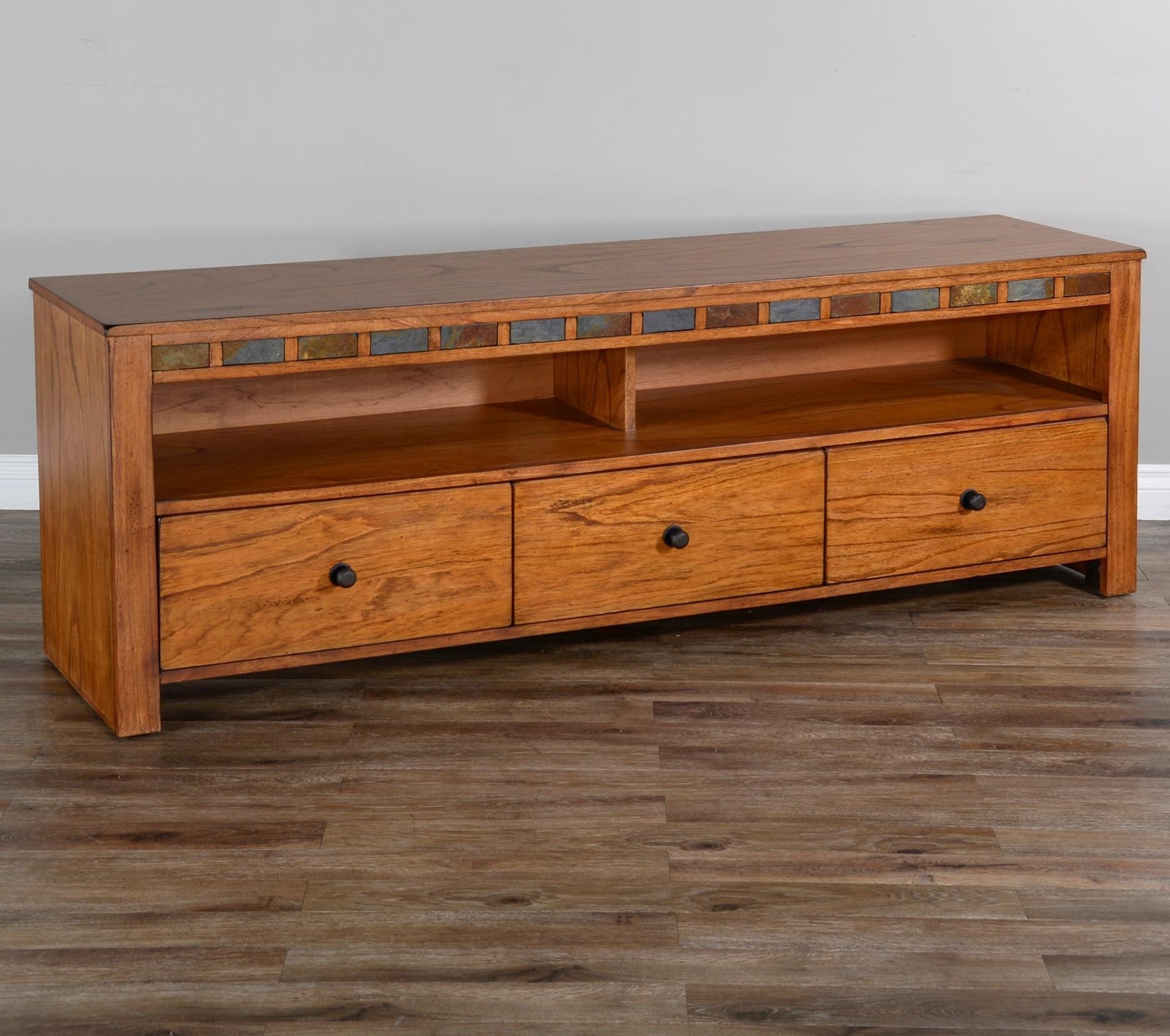Sunny Designs Sedona 2 Rustic 74 Tv Console With Slate Tile Conlin S Furniture Tv Stands
