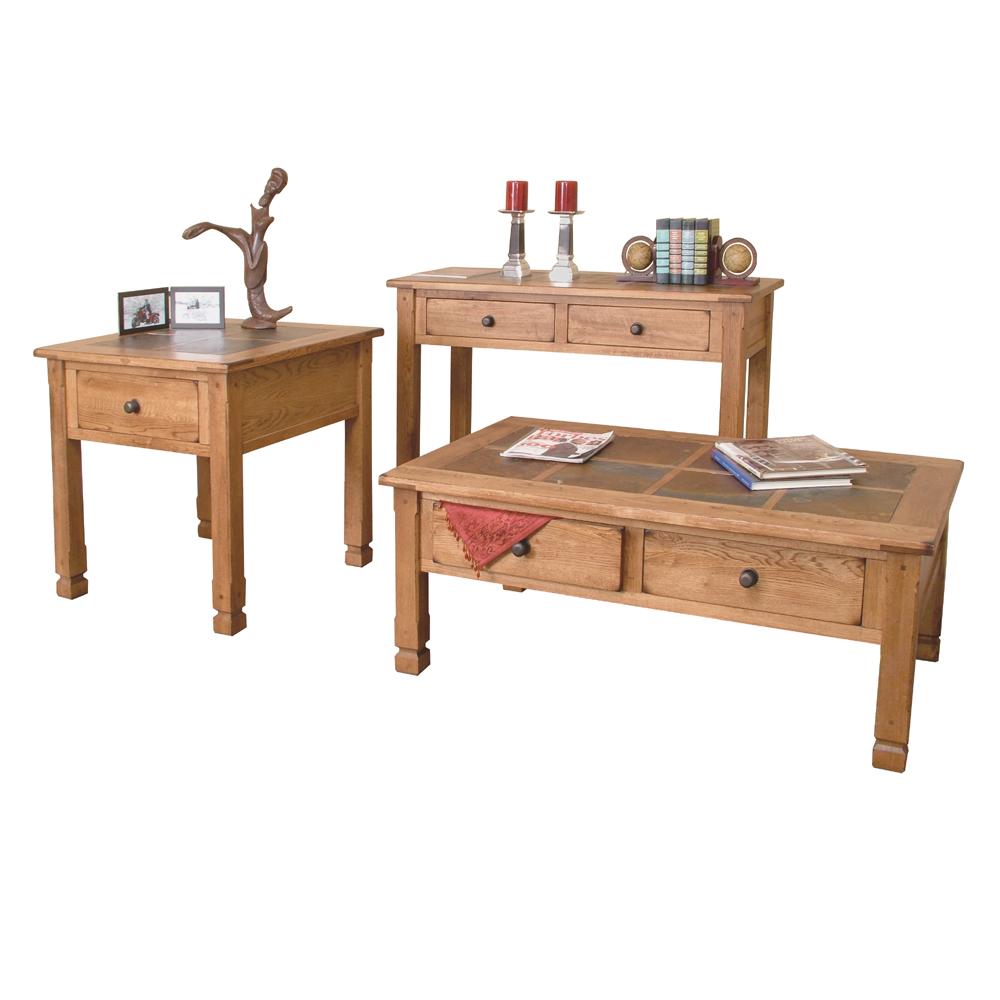 Sunny Designs Sedona Rustic Oak Coffee Table With Slate Top