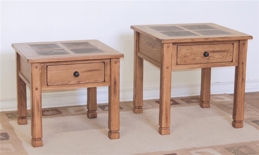 Sunny Designs Sedona Rustic Oak End Table With Slate Top