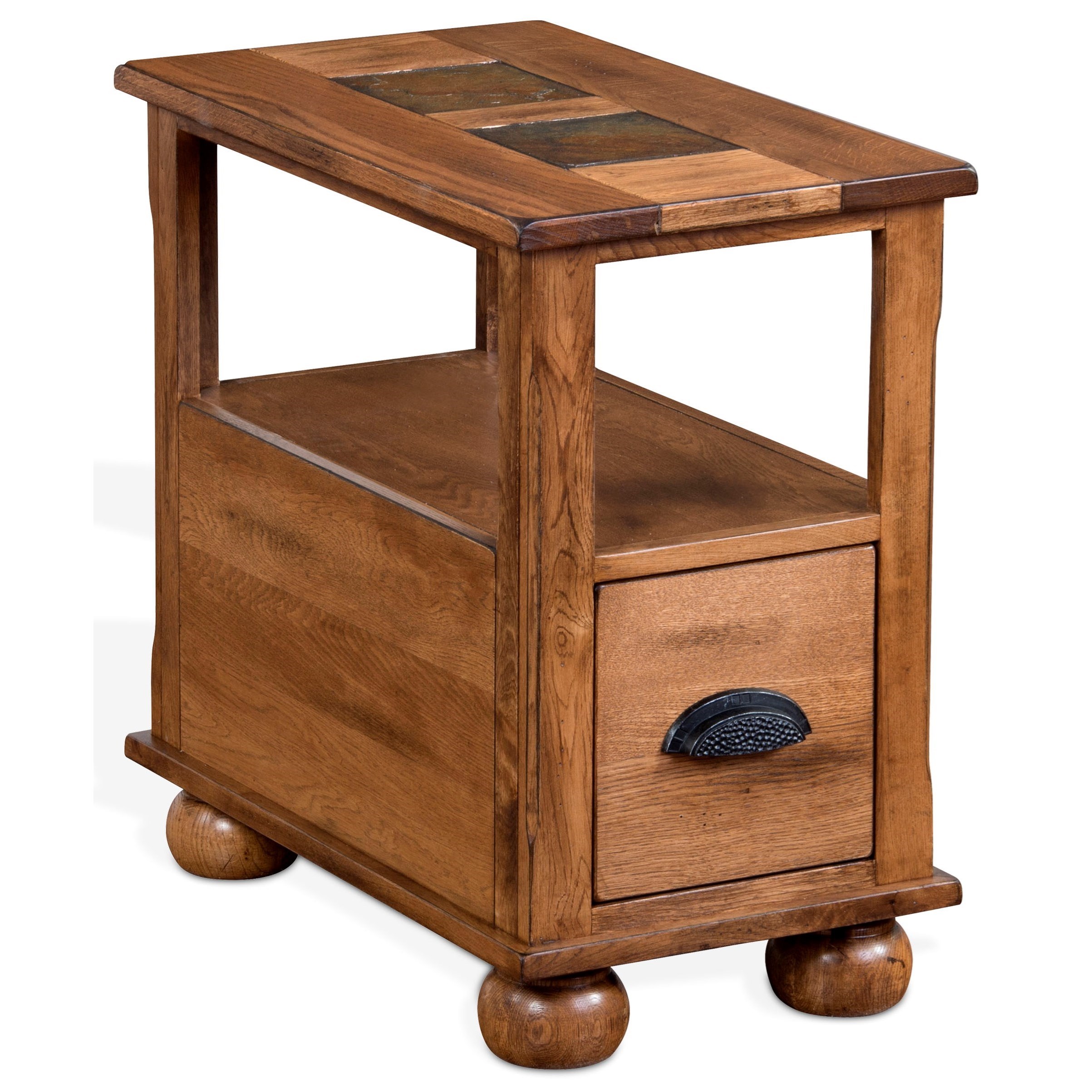 Sunny Designs Sedona Rustic Chair Side Table With Natural Slate