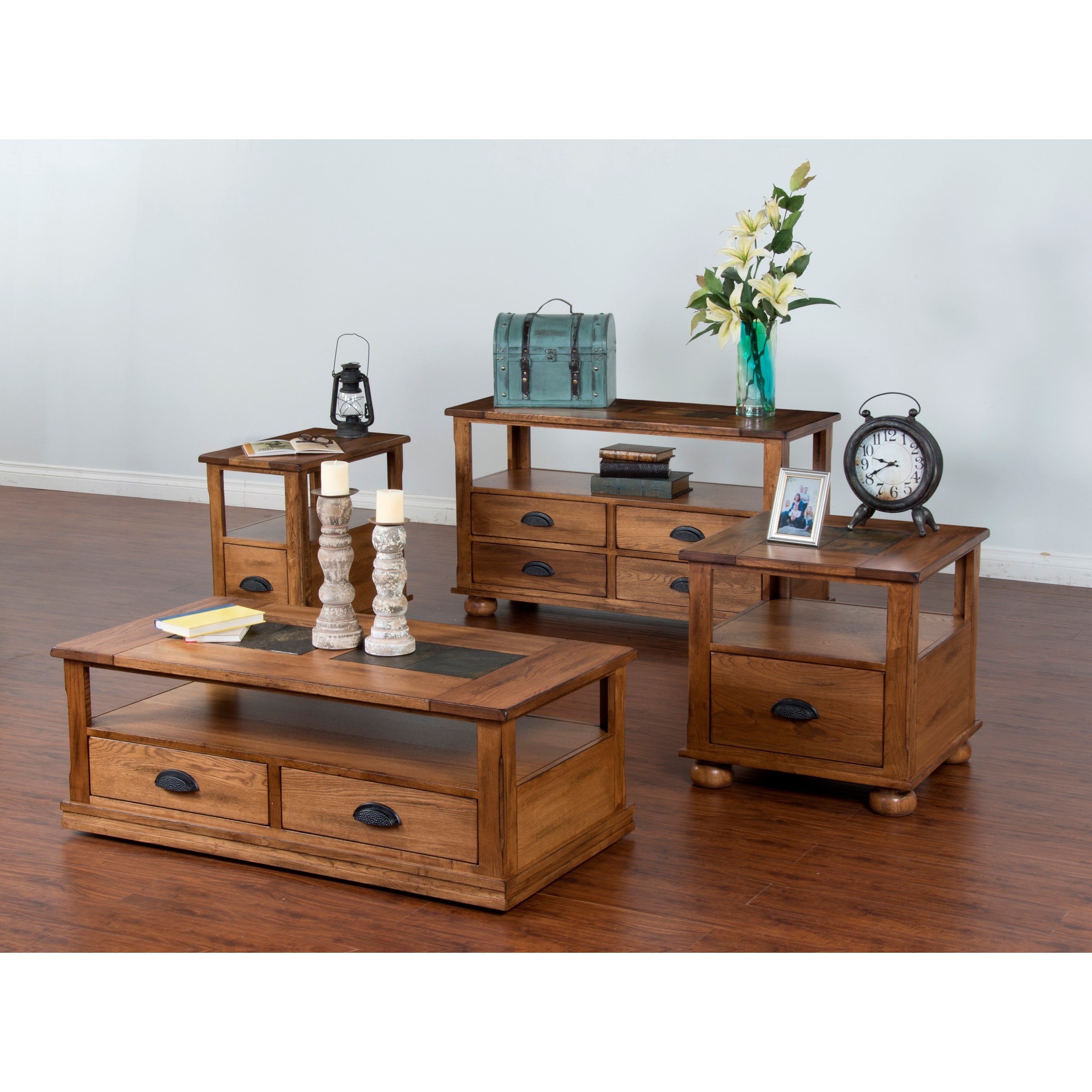 Sunny Designs Sedona Rustic Chair Side Table With Natural Slate