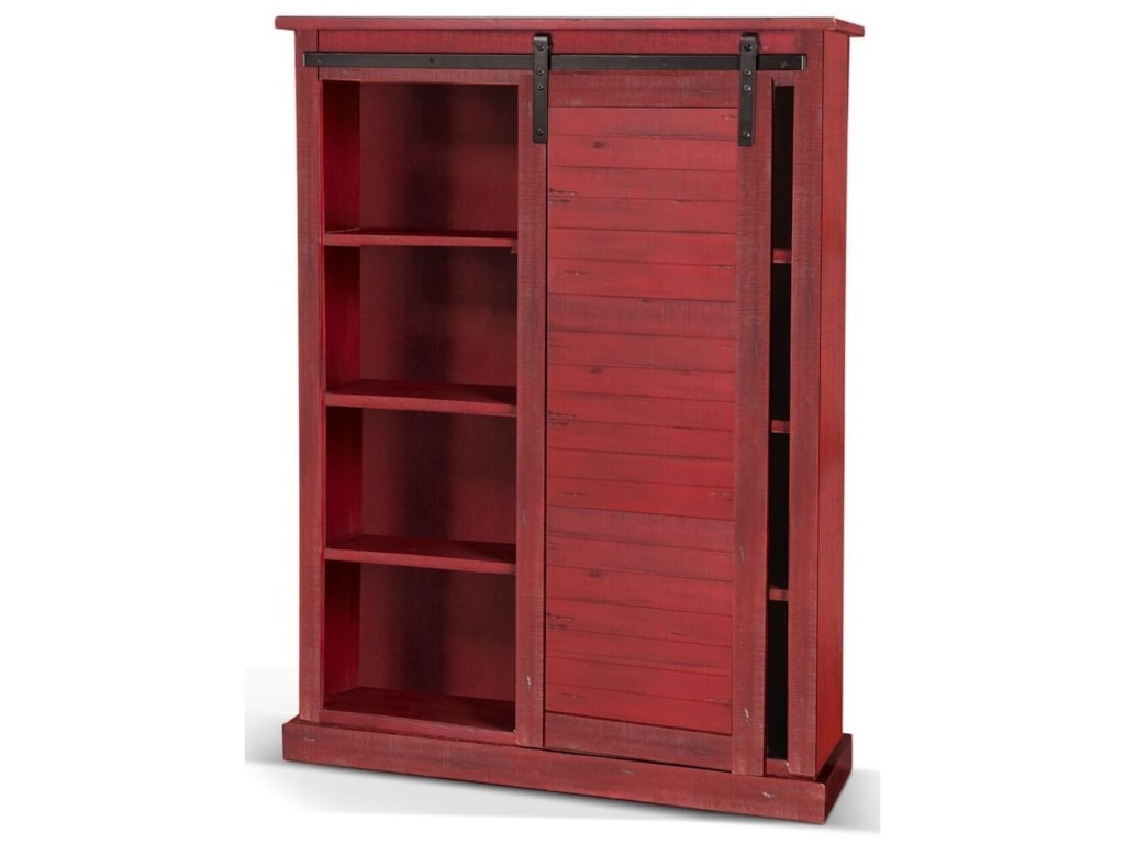 Sunny Designs Sunny Office Rustic Bookcase With Sliding Barn Door