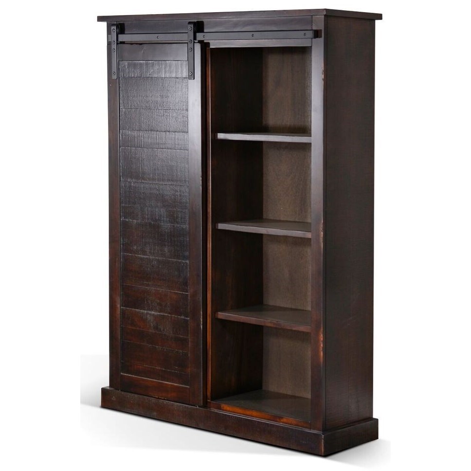 Sunny Designs Sunny Office Rustic Bookcase With Sliding Barn Door