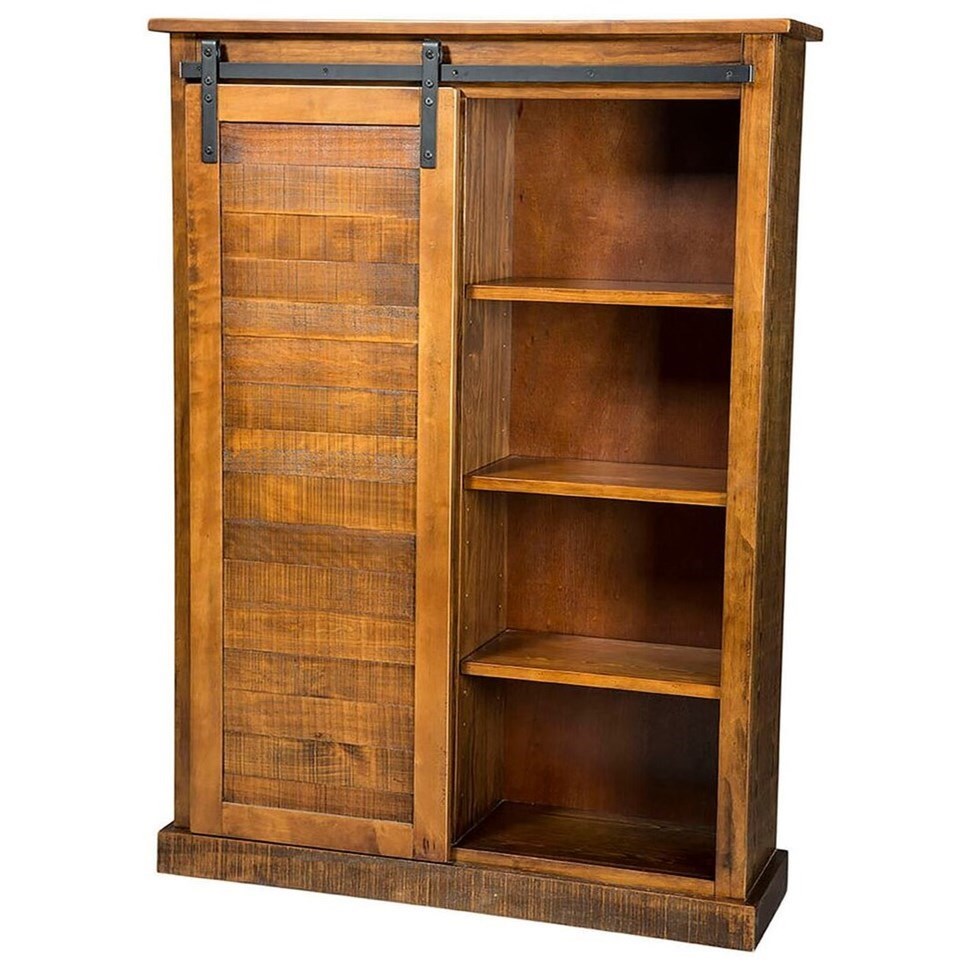 Sunny Designs Sunny Office Rustic Bookcase With Sliding Barn Door Suburban Furniture Combination Bookcases