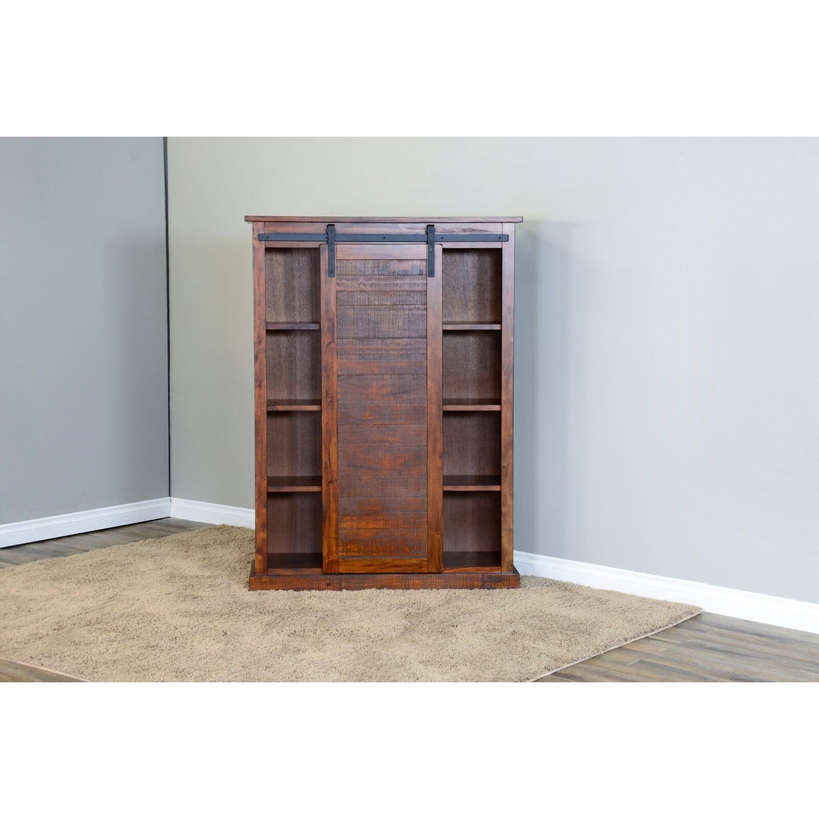 Sunny Designs Sunny Office Rustic Bookcase With Sliding Barn Door