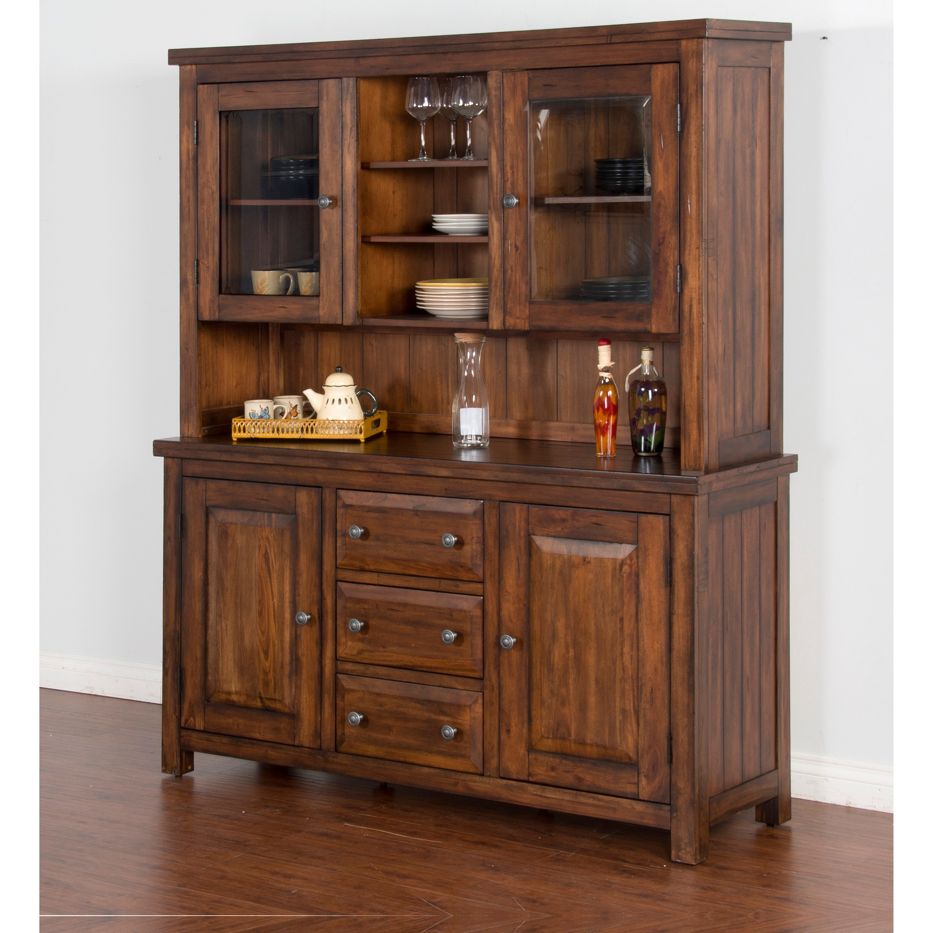 Sunny Designs Tuscany Rustic Buffet And Hutch With Removable Wine