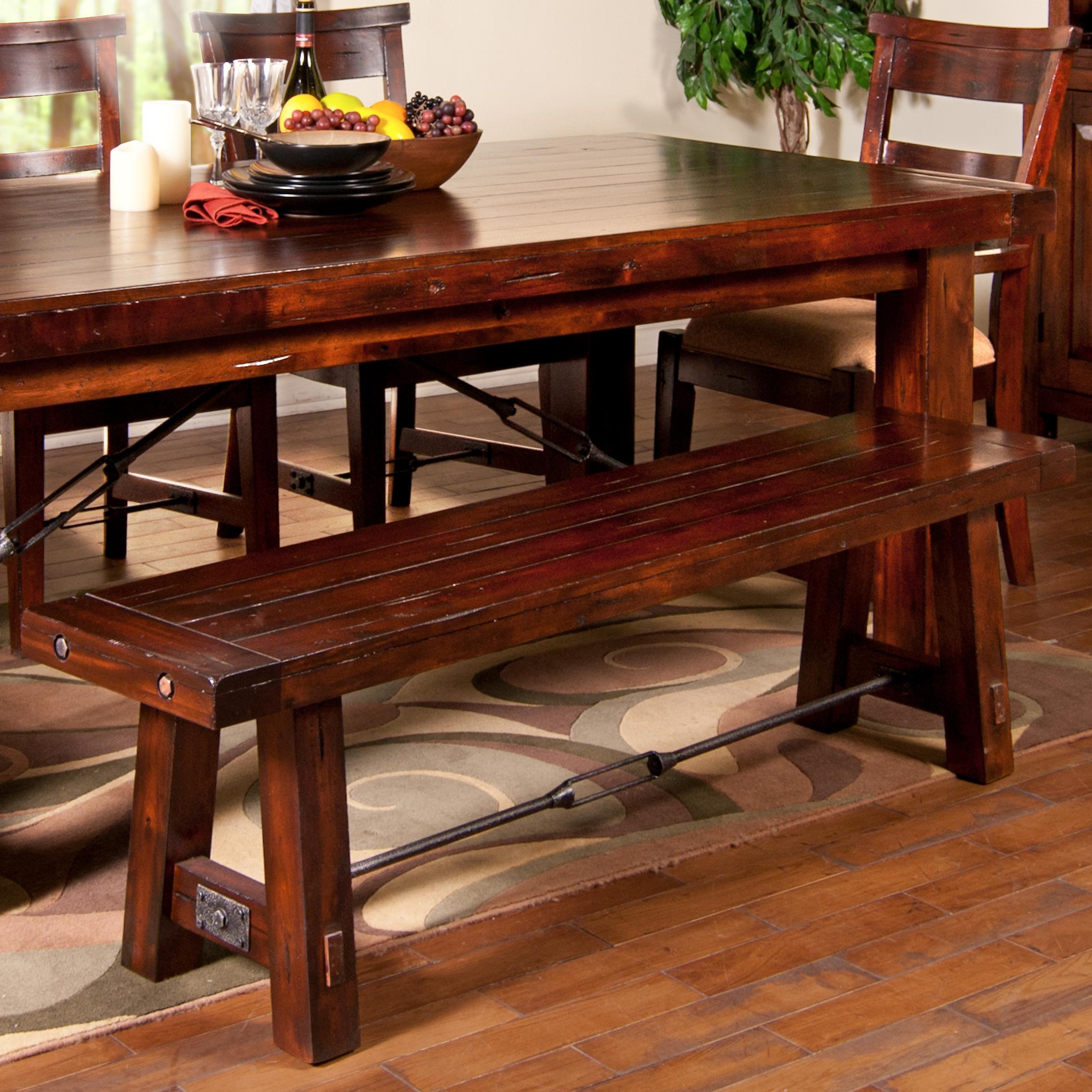 Sunny Designs Vineyard Dining Bench With Wood Seat And Metal