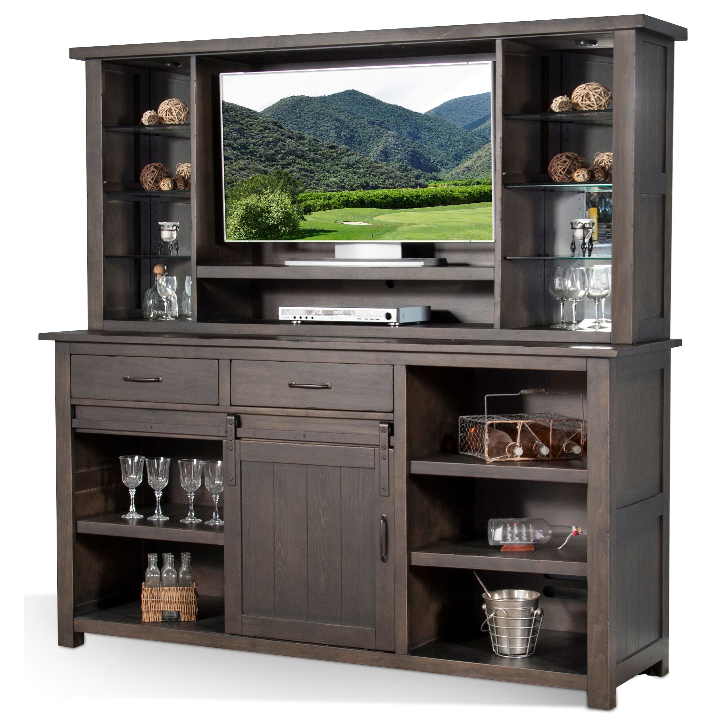 Sunny Designs Wabash Rustic Hutch Buffet With Removable Adjustable Shelves Fashion Furniture Buffets