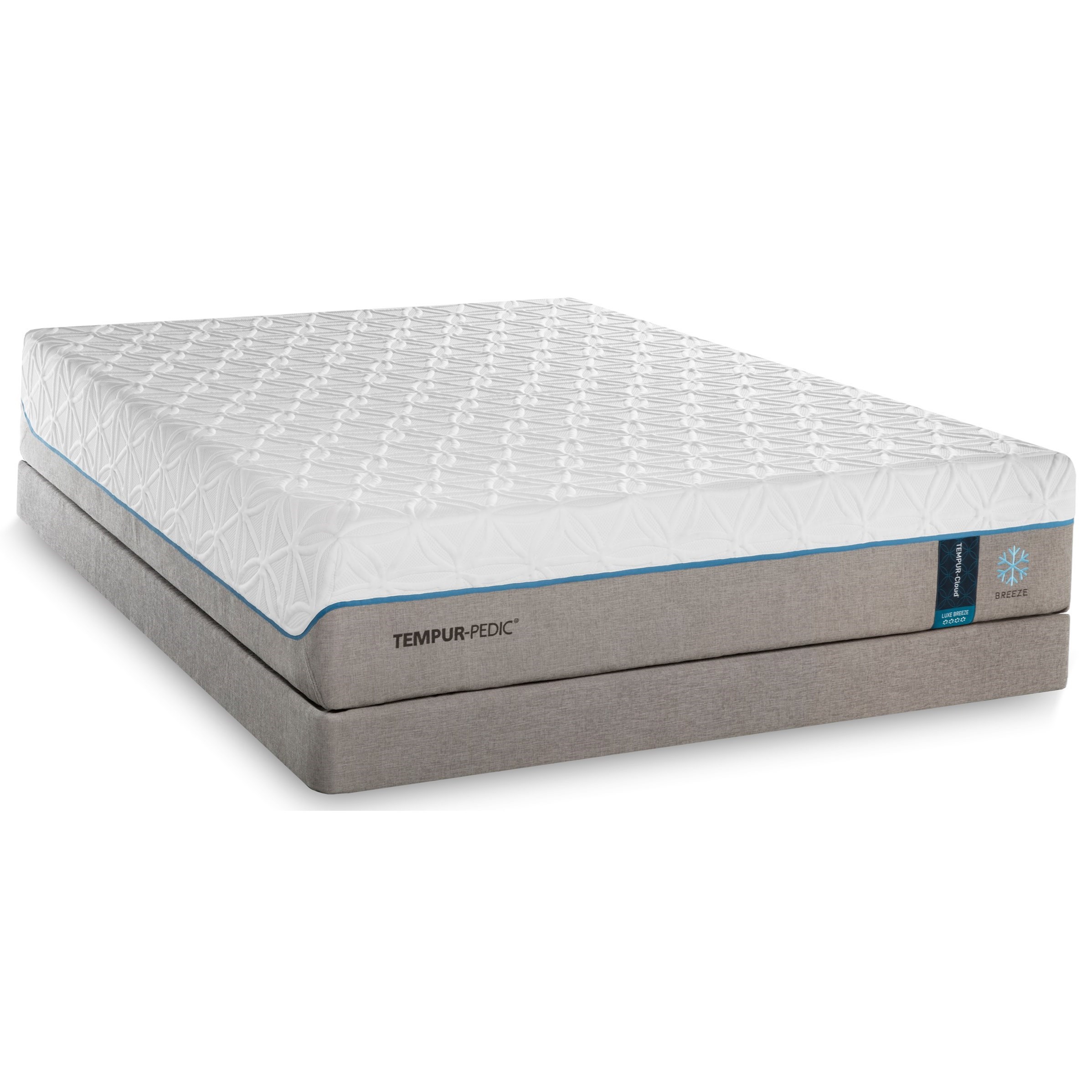 Tempur Pedic Tempur Cloud Luxe Breeze 2 Queen Ultra Soft Mattress And Grey High Profile Foundation Great American Home Store Mattress And Box Spring Sets