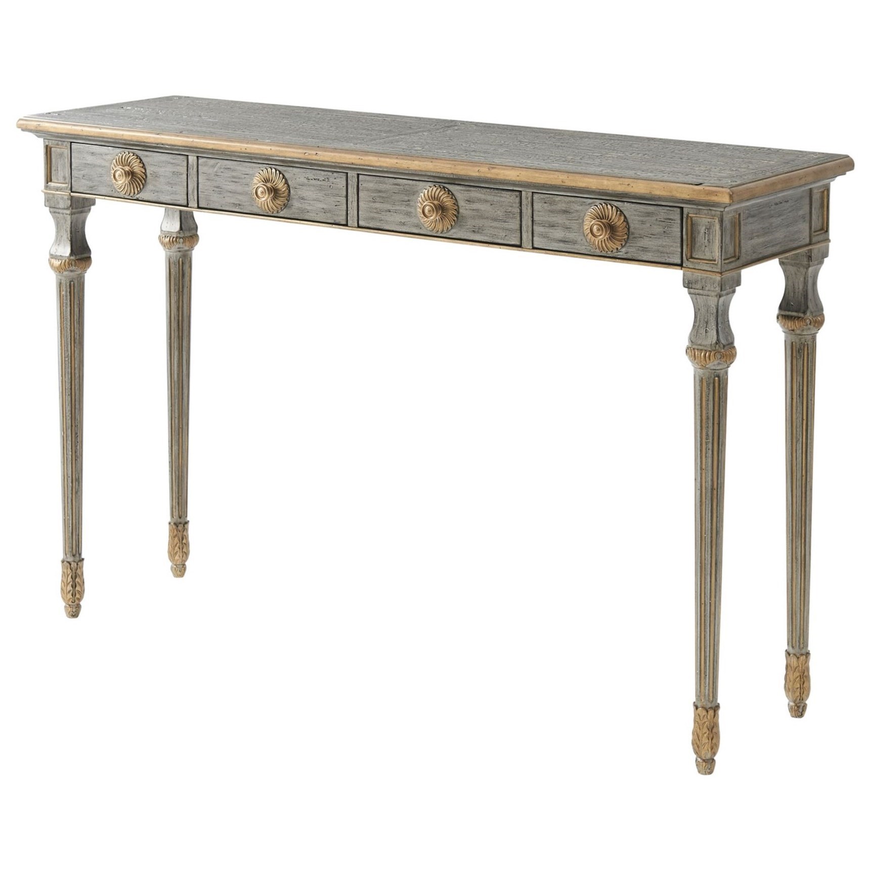 English Epitome Console in Gray Paint with Gilting