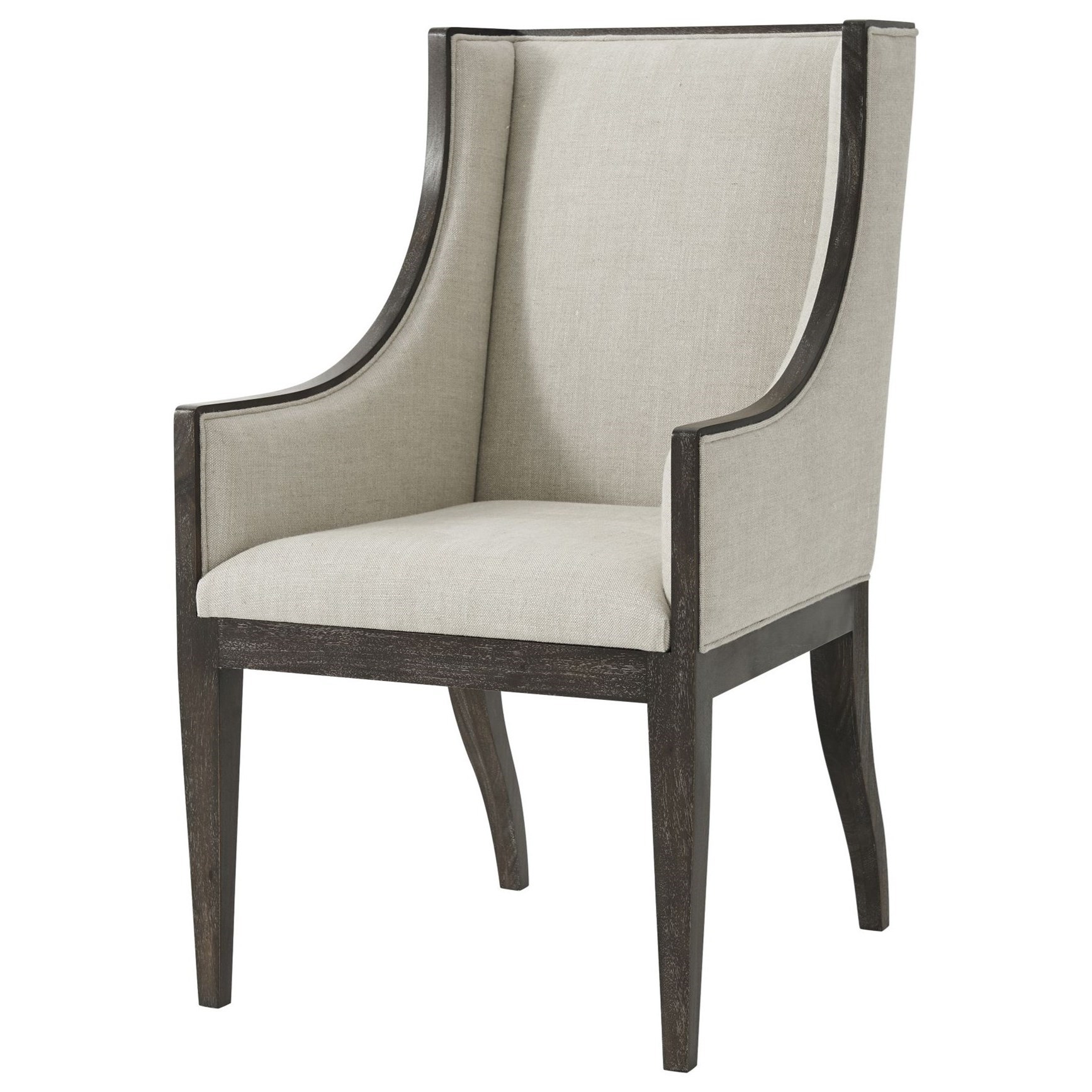 Englewood Armchair with Wing Back and Oatmeal Linen Fabric