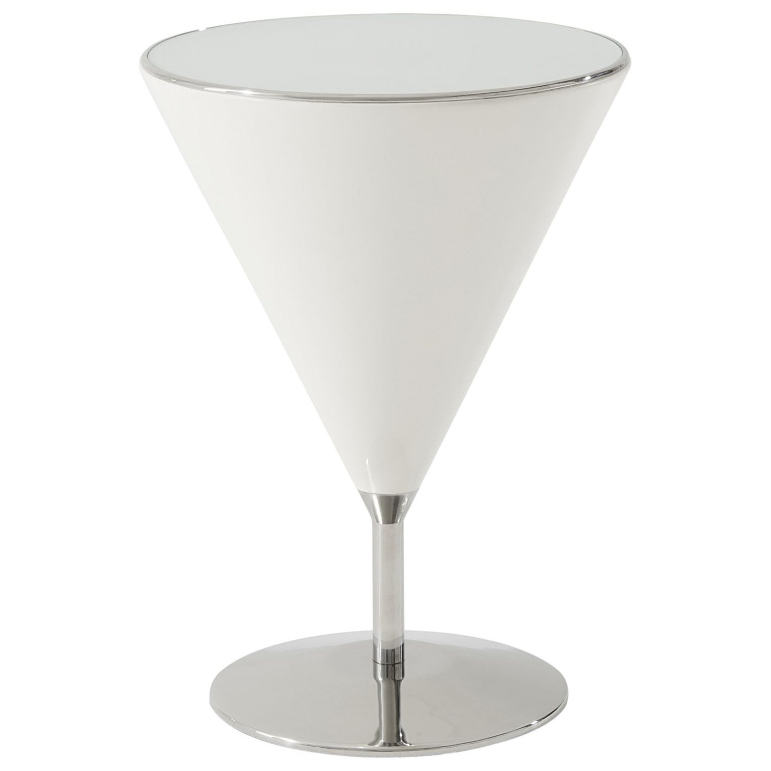 Mixology Accent Table with Quartz Finish and Stainless Steel Base