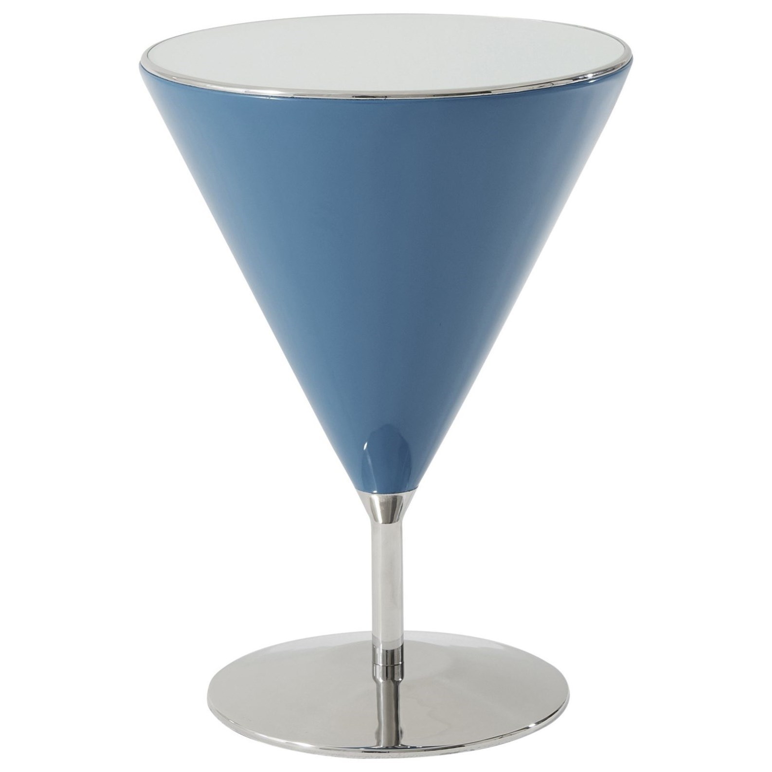 Mixology Accent Table with Aquamarine Finish and Stainless Steel Base