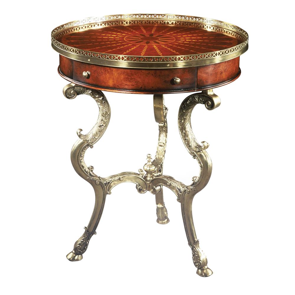 Round Brass Lamp End Table