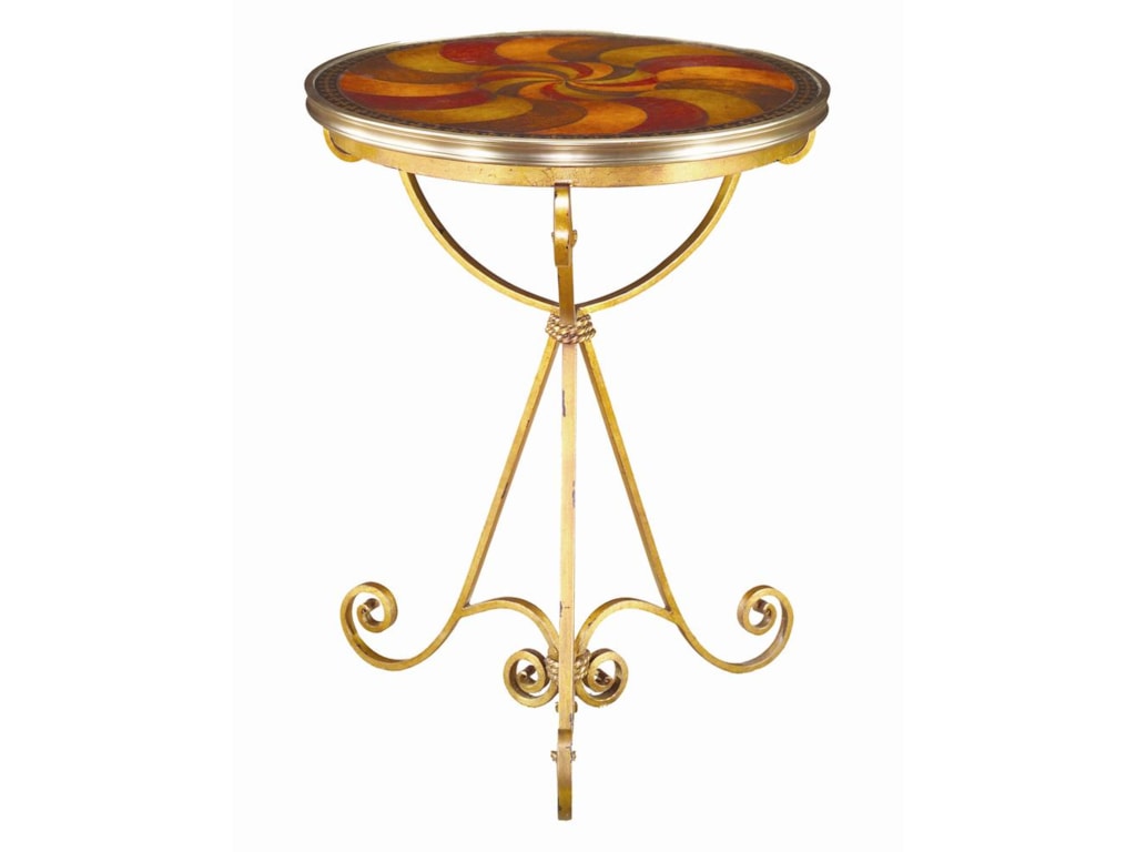 Theodore Alexander TablesRound Swirled Leather End Table